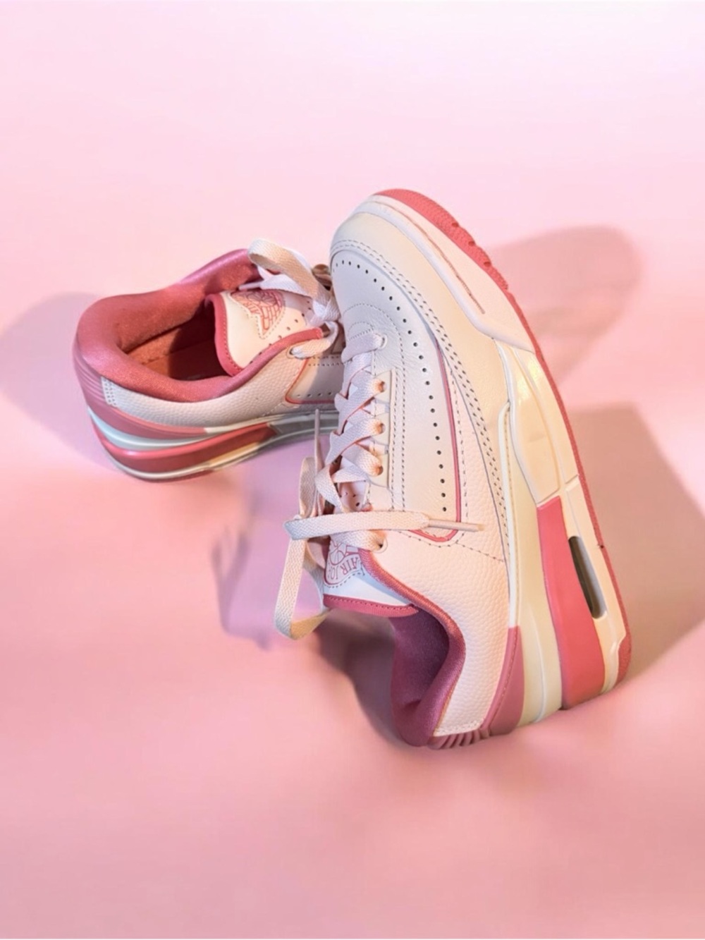 Jordan Women's Pink and White Low-Top Sneakers